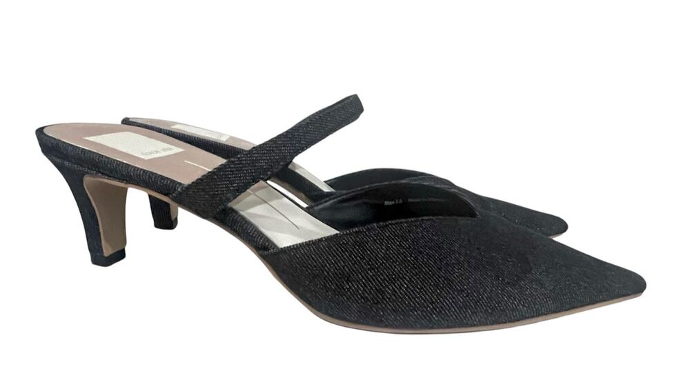Dolce Vita Kanika Mid Heels Denim Dark Blue Pointed Toe Slip On Strap Sz 7.5